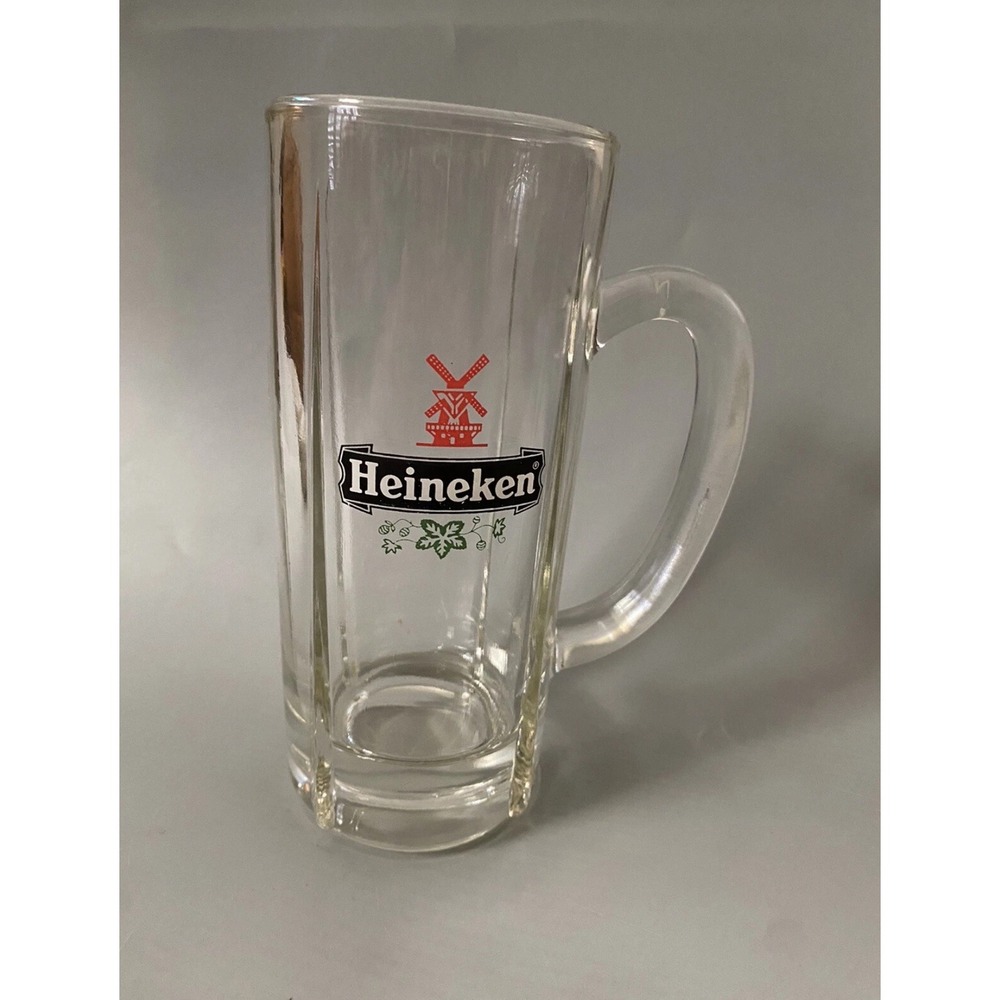 Heineken Beer Mug Vintage Glass Tankard Red Windmill Logo 6 Inch Stein